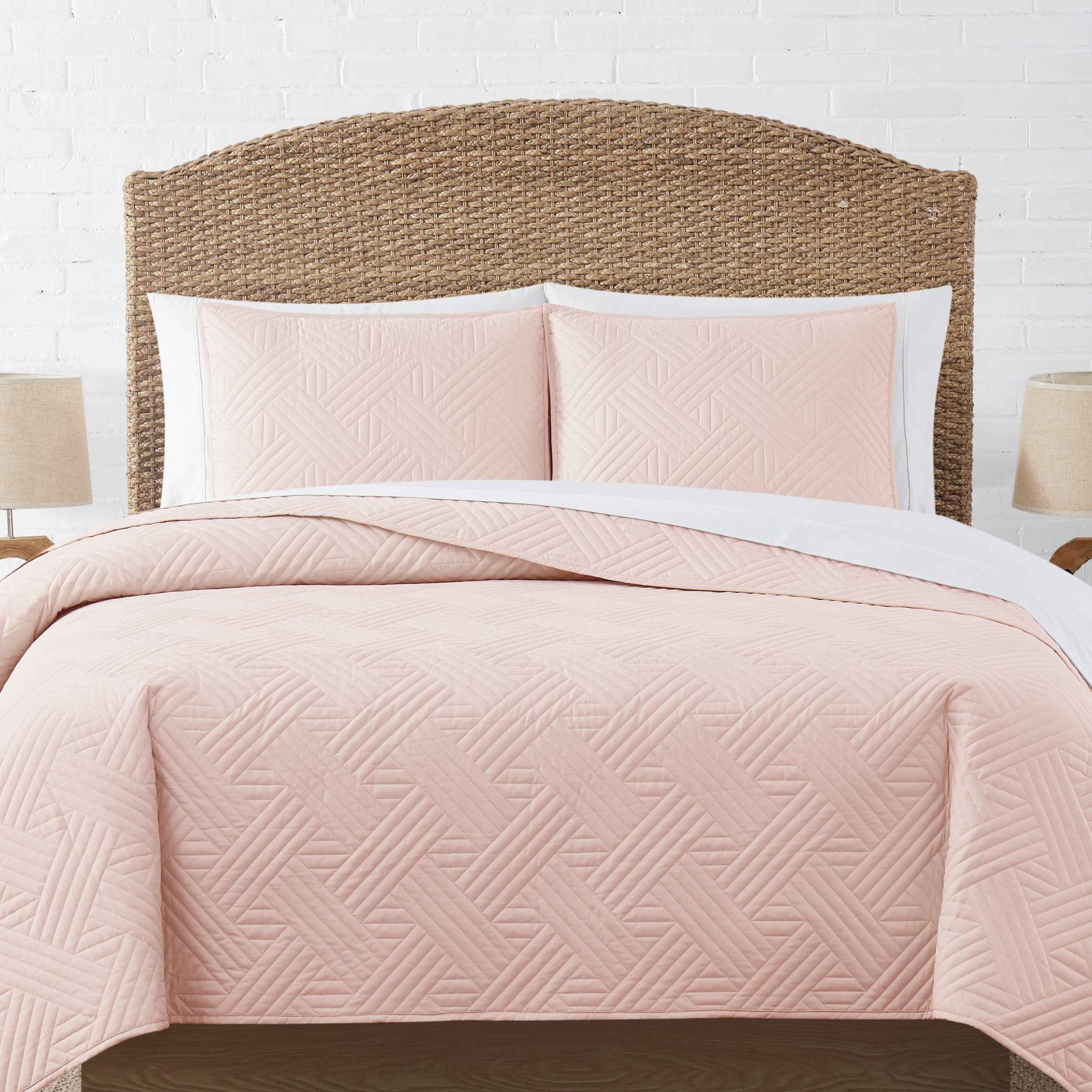 Velvet Embossed Bedspread Soft Quilt 4-Piece Multi-Tone Bed Set Hot Pink & Rose 