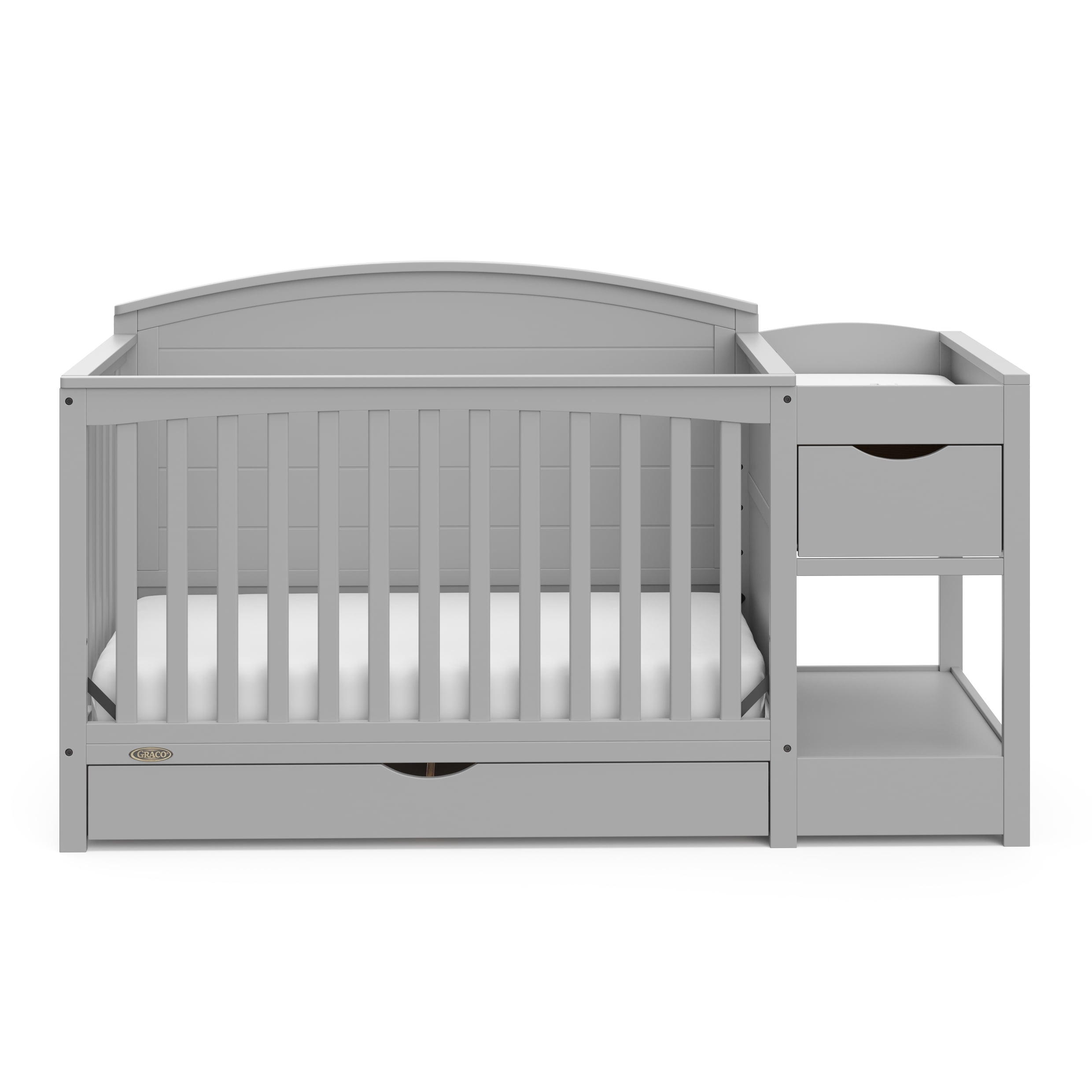 Graco Bellwood 5-in-1 Convertible Baby Crib and Changer with Drawer, Pebble Gray