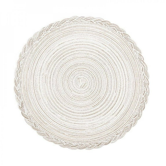 Wisremt Round Placemats Set of 4 for Dining Table – Woven Heat Resistant Anti-Slid Cotton Kitchen Table Mats 15 Inch, Easy to Care, Mixed Color, Sand