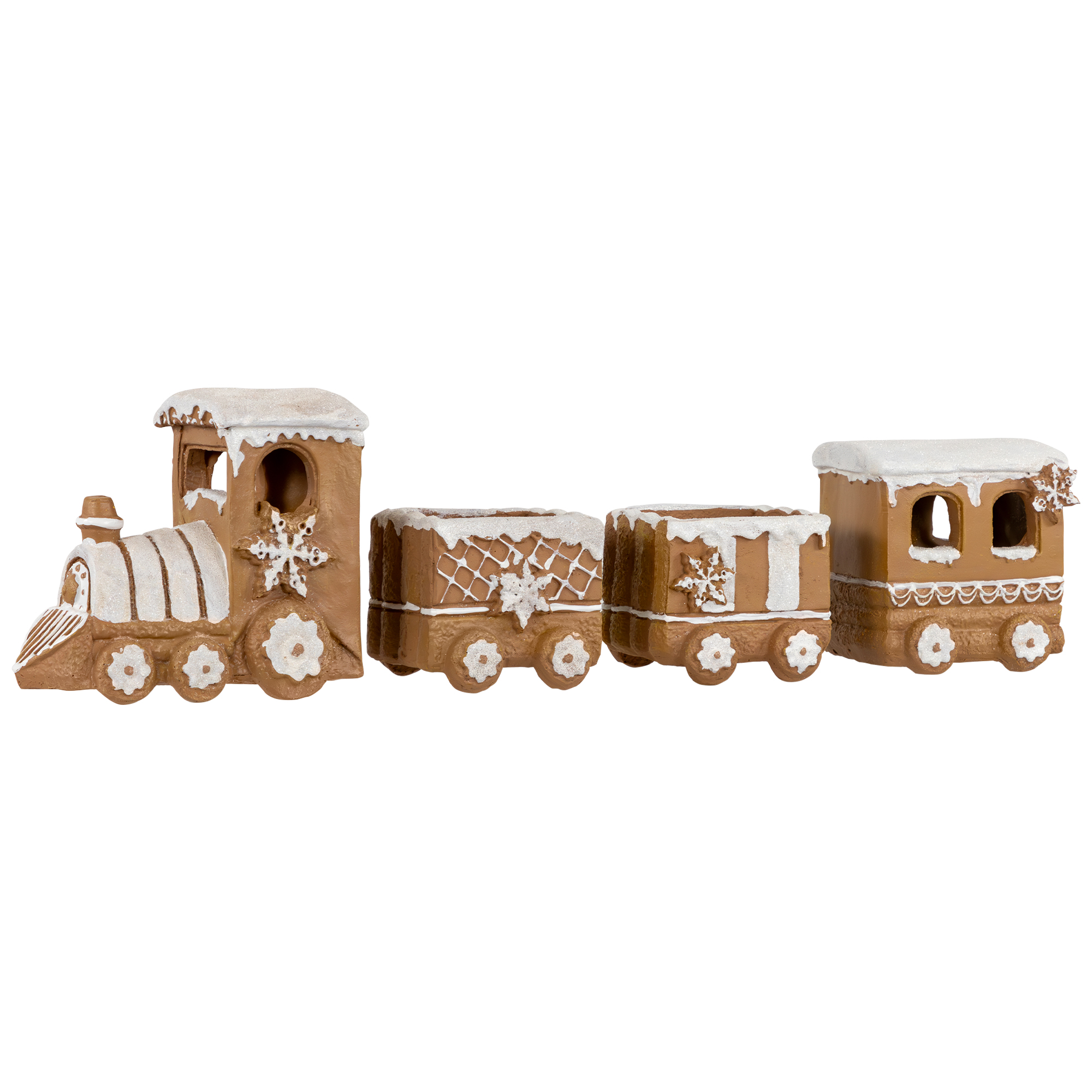 17.75" Brown and White Frosted Gingerbread Train Tabletop Decor