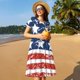 thumbnail image 4 of Balery USA Colors Stripes1 Vestidos sueltos de manga corta para mujer, vestidos de verano 2025, vestidos casuales de corte A con vuelo., 4 of 6