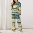 thumbnail image 2 of Haiem Retro Wooden Pattern Women’s Long-sleeve Sleepwear,Sleepwear Set,2-piece Loungewear Set,Soft PJs Comfy Nightwear with Pockets-Large, 2 of 7