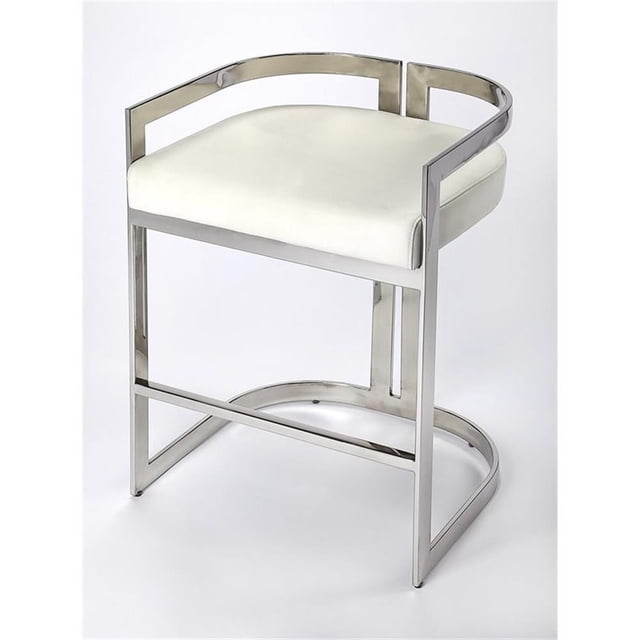 Butler Specialty Bravo Tabouret de Comptoir en Similicuir Argent et Blanc