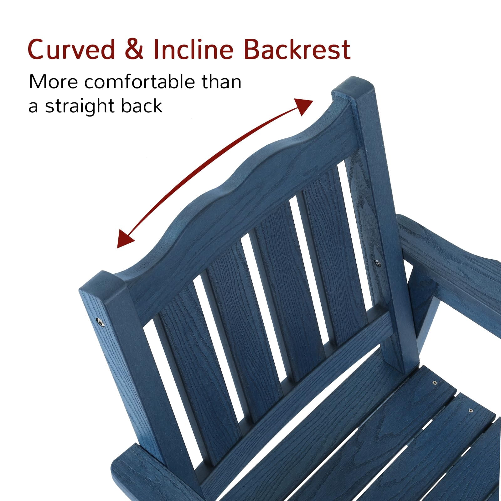 Stoog Patio Chair with Backrest, Oversized All-Weather Outdoor Dining Chair for Garden, Backyard, 400 lbs Weight Capacity, Blue