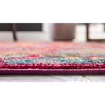 thumbnail image 5 of 8' Fuchsia Pink and Orange Botanical Round Area Throw Rug, 5 of 8