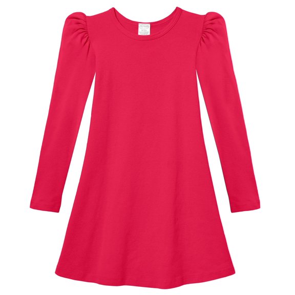 Girls Soft Cotton Puff Long Sleeve Dress | Candy Apple