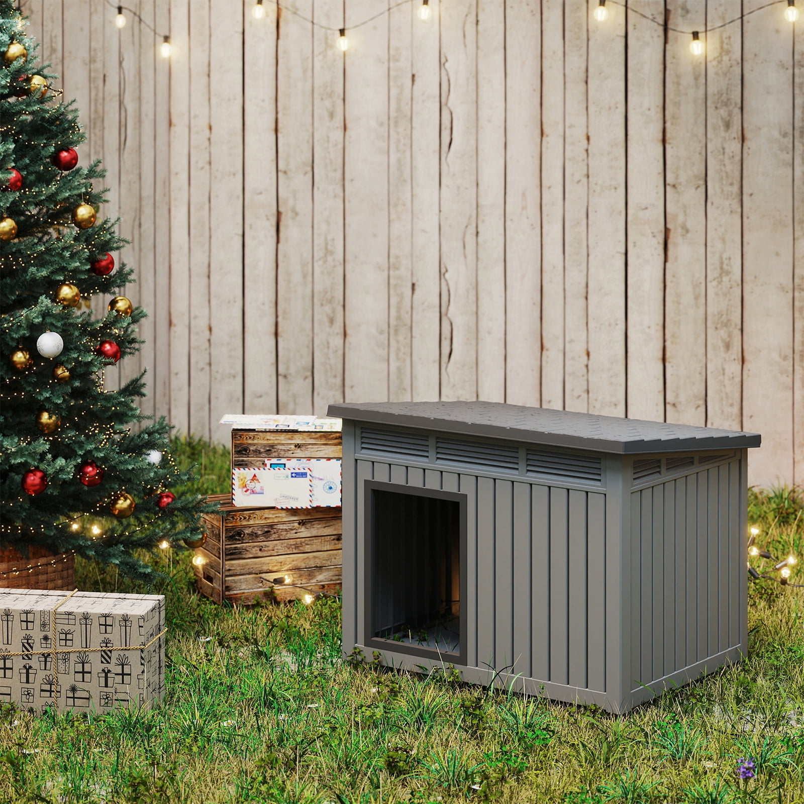 FOMIYES Indoor Outdoor Weatherproof Dog House with Removable Floors Spacious Interior Space Durable Shelter for Medium to Large Dogs