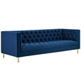 thumbnail image 2 of Modway Delight Tufted Button Performance Velvet Stainless Steel Sofa in Navy, 2 of 6