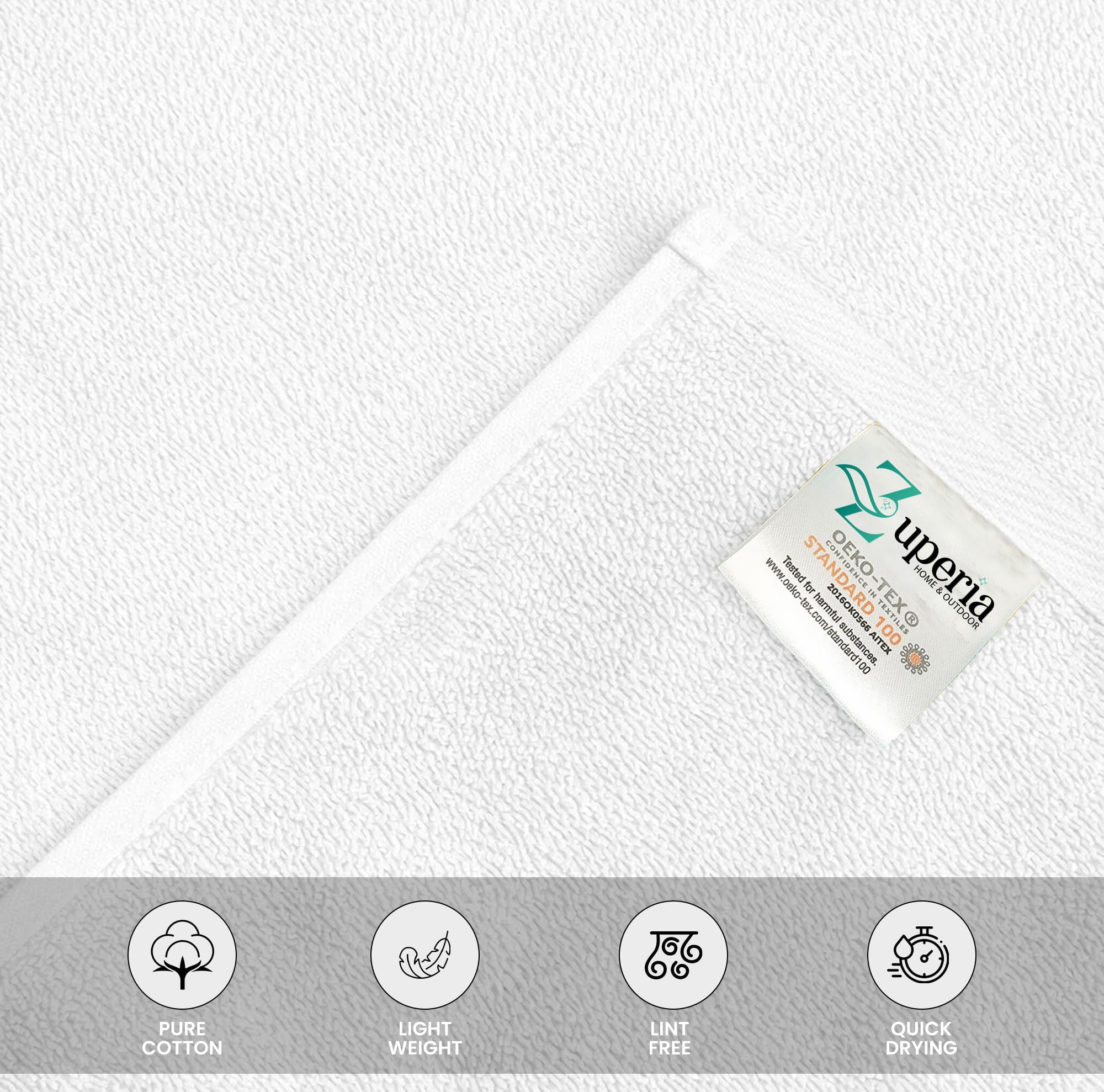 Zuperia 6-pack Classic Bath Towels, 30" x 60" Cotton Bathroom Towels, Ultra Soft, Highly Absorbent, Fast Drying, Durable for Home, Gym, Spa, Hotel, (WHITE)