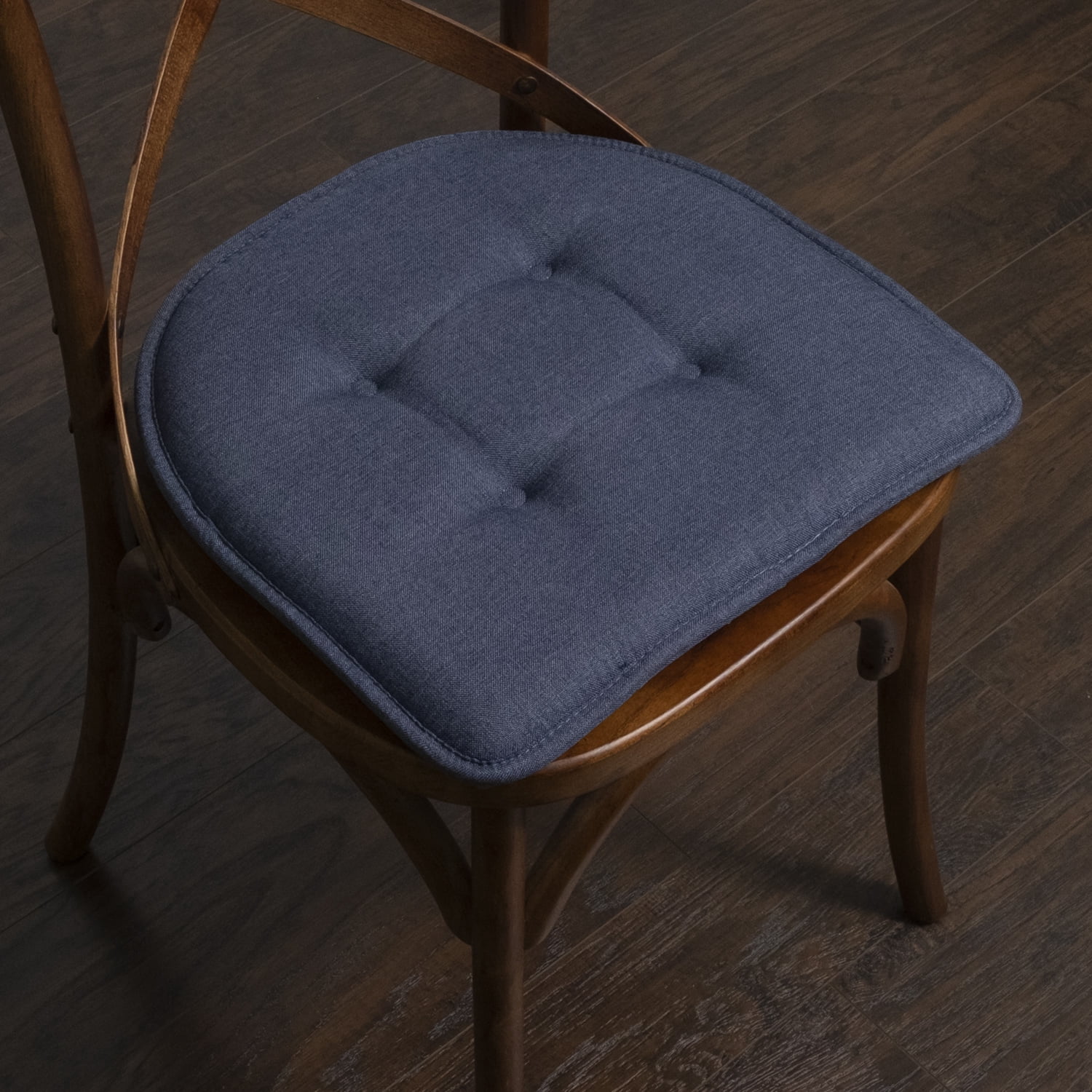 U-Shaped Memory Foam No Slip Back 16 x 16 Chair Pad Cushion 12 Pack - Denim