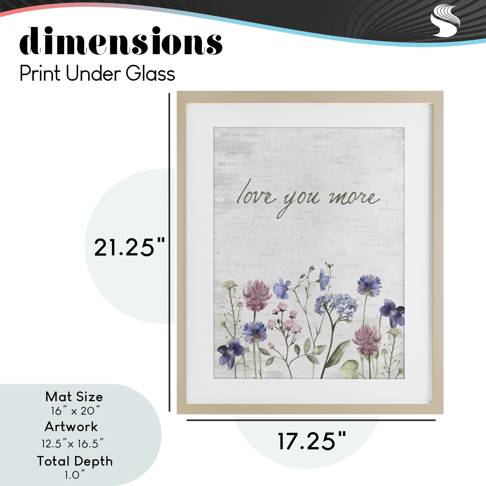 Love You More Wildflowers Birch Framed Print Under Glass, design by Lettered and Lined