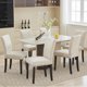 thumbnail image 5 of Two-piece set of beige nailhead fabric dining sillas con forrado asientos y negra solid wood legs para kitchen use, 5 of 8