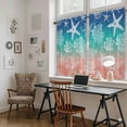 thumbnail image 5 of Blue Teal Pink Ombre Coastal Kitchen Curtains 54 Inch Length, Nautical Beach Starfish Coral Summer Tiers Curtains for Bathroom Bedroom Cafe, Light Filtering Window Treatment Drapes 2 Panels 42"Wx54"L, 5 of 8