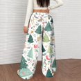 thumbnail image 4 of Women's Casual Wide Leg Pants, Christmas Print Elastic Waist Loose Plush Trousers, Cozy Winter Trousers for Indoor and Outdoor Casual Wear,White,L, 4 of 4