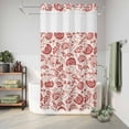 thumbnail image 6 of No Hook Shower Curtain, Red Spring Floral Shower Curtains for Bathroom with See Through Top Window, Summer Botanical Farmhouse Waterproof & Washable Bath Curtain Narrow 54"x78", 6 of 9
