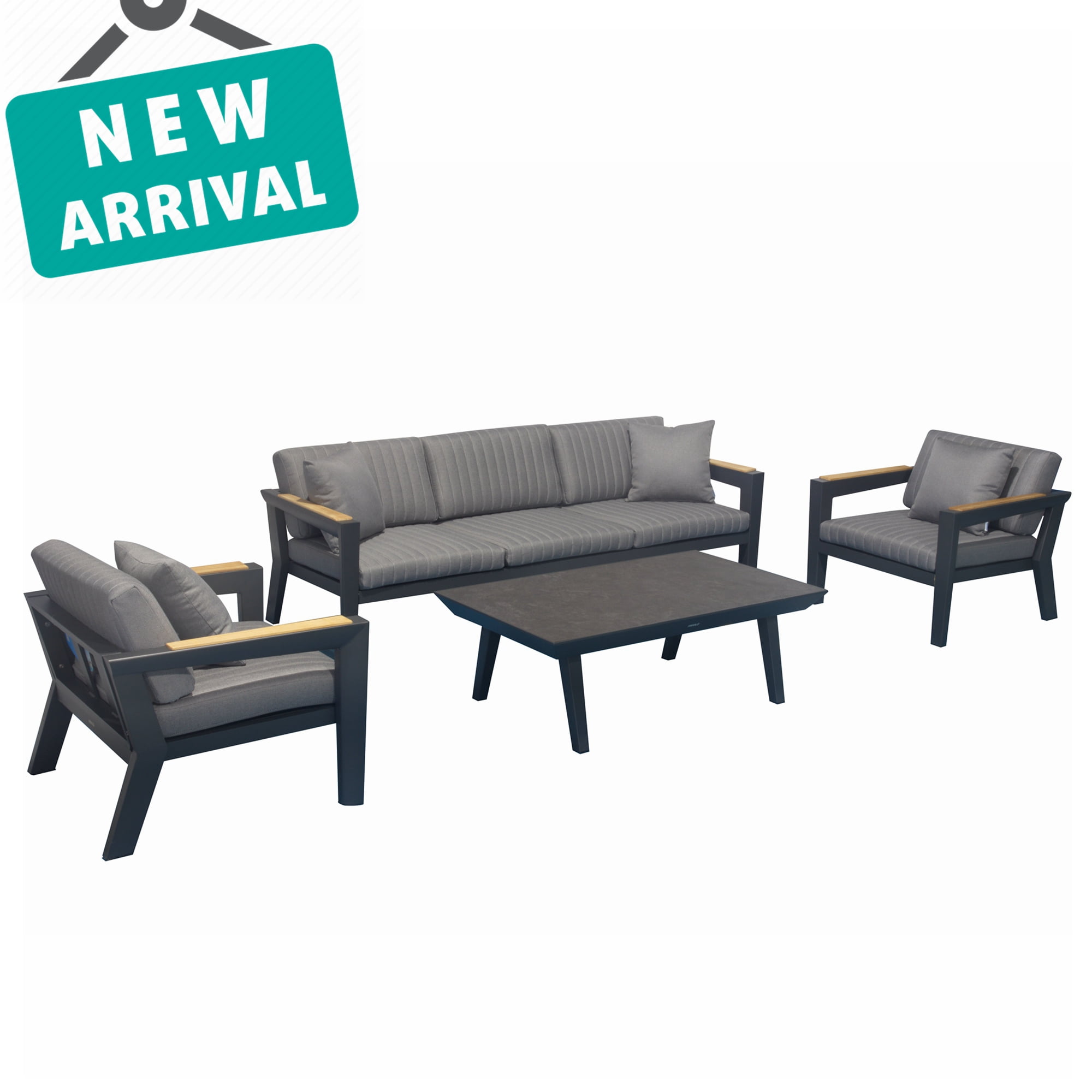 Higold Champion Patio Furniture, 4 Pieces Modern Conversation Set for
