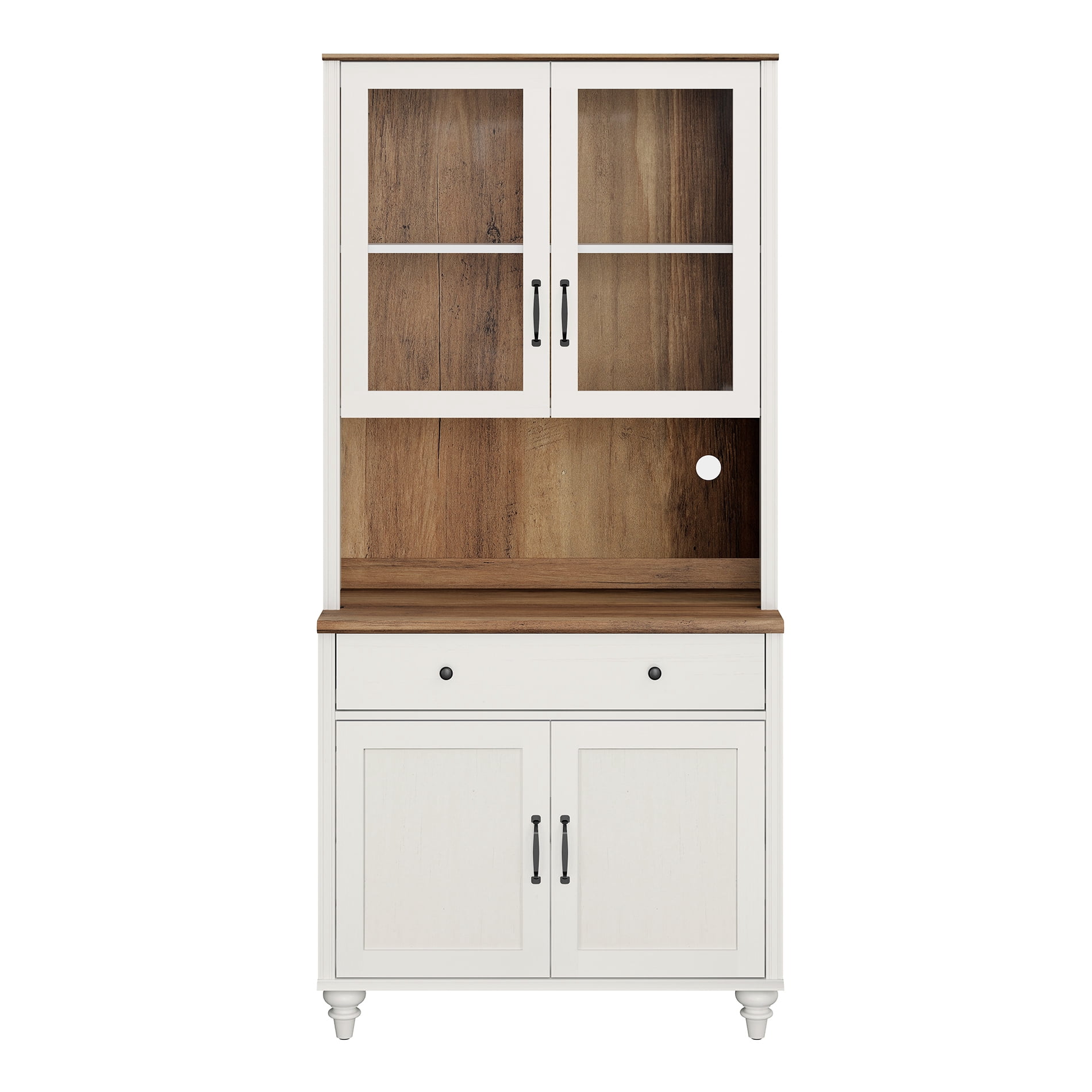 White Large Bookcase, Bookshelf with Storage Cabinet, Farmhouse Library Wooden Bookshelves for Living Room, Office, Study Room, Kitchen