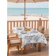 thumbnail image 2 of 60x102 Inch Outdoor Tablecloth with Umbrella Hole Zipper Rectangle Spring Flowers Rectangular Tablecloths Outside Waterproof Blue Pink Floral Leaves Pastoral Botanical Patio Table Cover for Picnic, 2 of 8