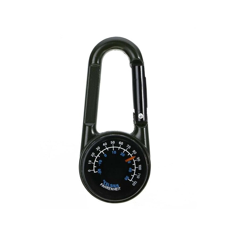 Compass Thermometer Carabiner Outdoor Hiking Tactical Survival Key Ring  Belt