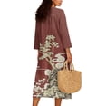thumbnail image 2 of DISNIMO Tree Print Women's Maxi Dresses Loose V Neck Midi Dress Lightweight 3/4 Sleeve Dresses for Women Fashion Fall Dress, L, 2 of 6