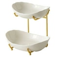 thumbnail image 3 of DOLITY Ceramic Fruit Bowl for Kitchen Counter Fruit Display Stand for Kitchen Snack Gold 2 Layer, 3 of 9