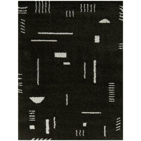 Carson Carrington Carson Shag Area Rug Charcoal 7 10  x 10  8  x 10  Indoor Entryway  Kitchen  Bedroom Ivory  Cream  Off-White