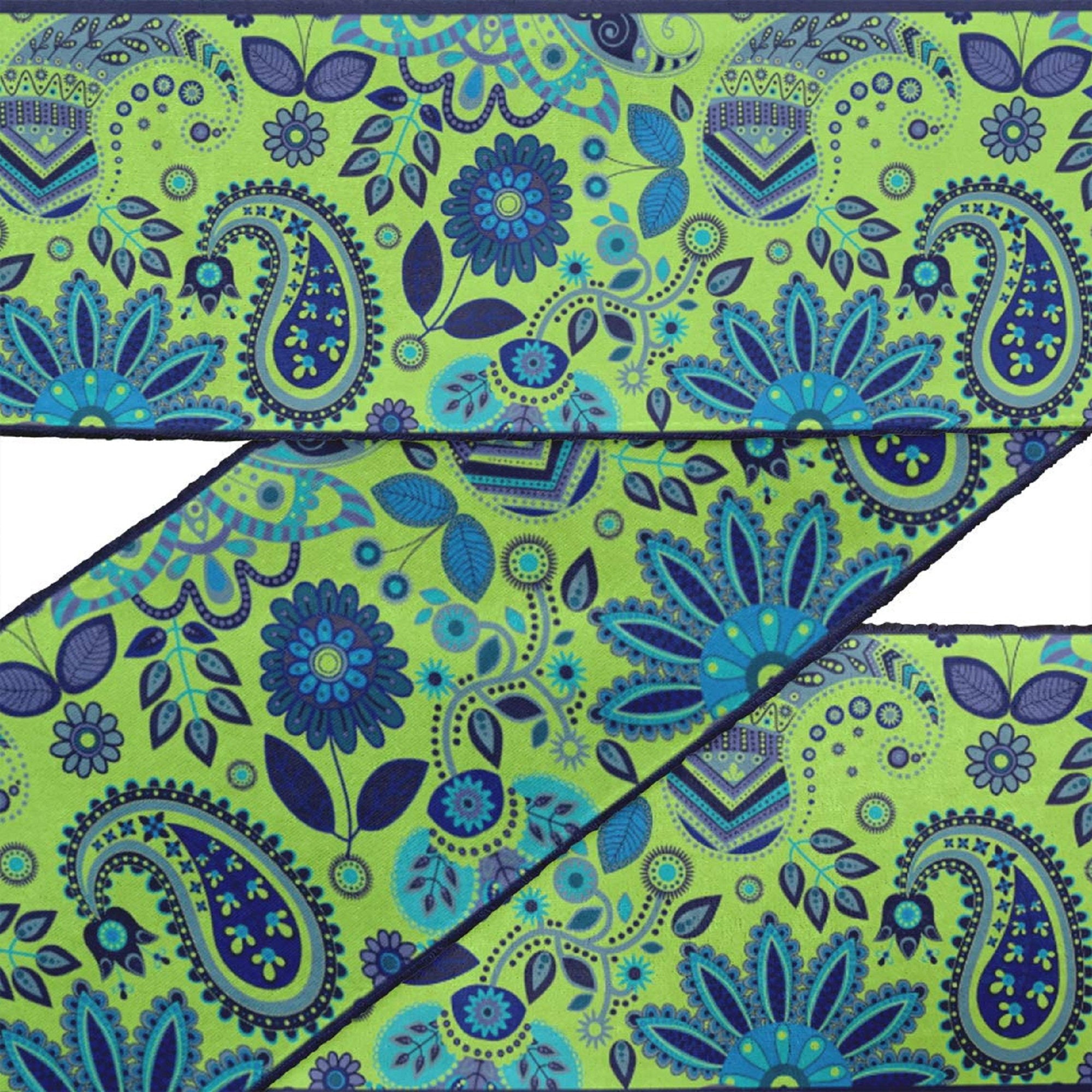 IBA Indianbeautifulart Black Leaves & Floral Paisley Velvet&nbsp;Trim&nbsp;Fabric Sewing Fabric Lace Dressmaking Printed Sewing Lace 9 Yards 3 Inches