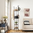 thumbnail image 5 of HOOBRO Coat Rack Stand , Freestanding Coat Hanger Shelf with Fabric Basket, 6 Support Legs and 9 Hooks, for Clothes, Hat, Suitable for Hallway, Bedroom, Rustic Brown and Black BF45YM01, 5 of 11