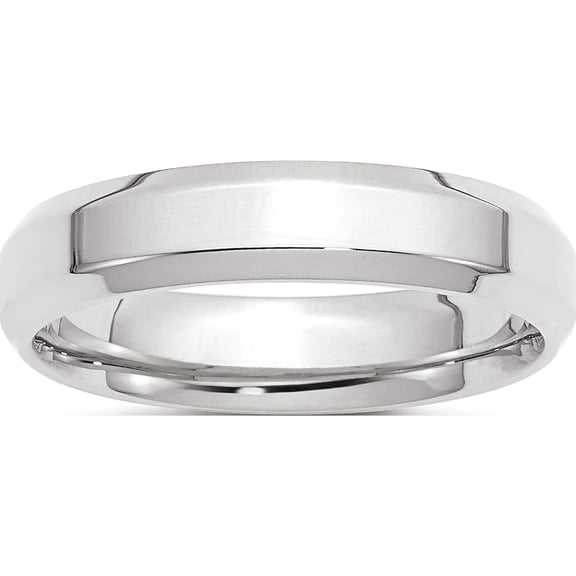 10K White Gold 10Kw 5mm Bevel Edge Comfort Fit Band Size 4 Made In United States 1wbec050-4