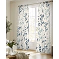 thumbnail image 5 of Blue Teal Botanical Sheer Curtains 63 Inch Length 2 Panels Set for Living Room/Bedroom, Rustic Country Spring Floral Summer Leaf Kitchen Curtains Grommet Curtains Window Treatments 42"x63"x2, 5 of 7