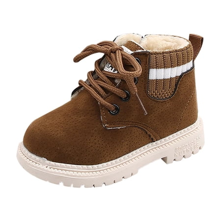 Winter Boots For Little Boys Girls Toddler Shoes Boys Girls British Style Knitted Elasticated Fashion Laceing Non Slip Thicken Keep Warm Comfortable Boots 18-24 Months