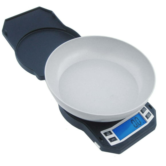 Báscula digital de precisión para cocina, báscula medidora de alimentos con tazón, 3kg x 0,1g (negra) LB-3000 - AMERICAN WEIGH SCALES