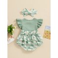 thumbnail image 4 of Suealasg Newborn Baby Girl Clothes Fly Sleeve Flower Print Bow Romper with Headband Set 2Pcs Infant Summer Photoshoot Outfits, 4 of 8