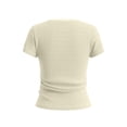 thumbnail image 6 of ClodeEU Women's Square Neck Henley Button Short Sleeve T-Shirt,Slim Fit Solid Color Casual Summer Top Beige,Women's Plus S, 6 of 6