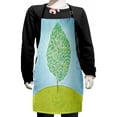 thumbnail image 1 of Nature Kids Apron, Interpretation of a Tree on a Hill in Random Strokes, Boys Girls Apron Bib with Adjustable Ties for Cooking Baking Painting, Sky Blue Apple Green, by Ambesonne, 1 of 2