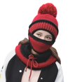 thumbnail image 2 of Kelon Thick Fleece Lined Hat Scarf 3-Piece Set, Warm Knitted Cold Weather Accessories, One Size Bomber Hats, 2 of 4
