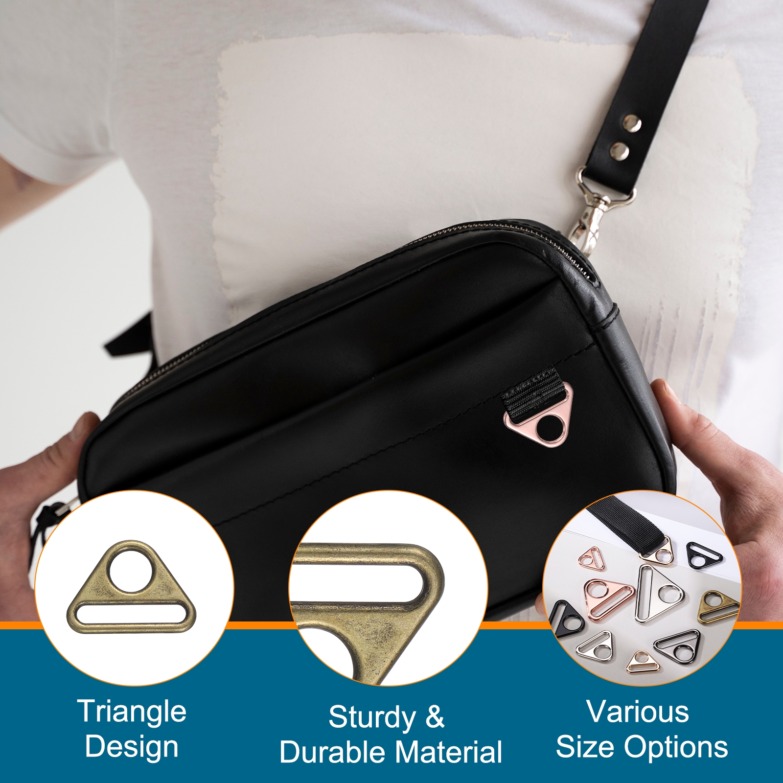 Unique Bargains Durable Triangle Buckles Adjuster D Rings Strap Use Bronze