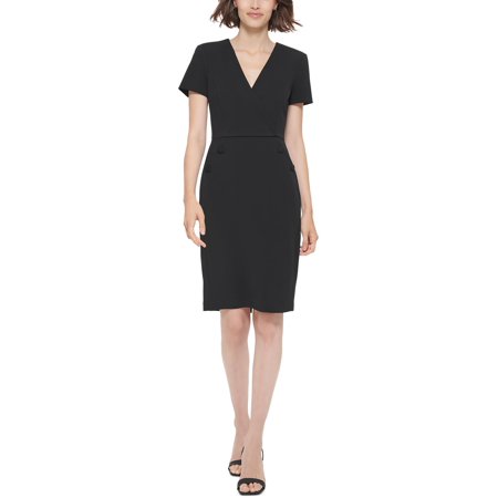 Calvin Klein Womens Surplice Knee-Length Sheath Dress