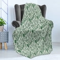 thumbnail image 4 of Botanical Soft Flannel Fleece Throw Blanket, Vintage Floral Pattern with Detailed Exotic Leaves from Different Trees, Cozy Plush for Indoor and Outdoor Use, 60" x 80", Green and Ivory, by Ambesonne, 4 of 5