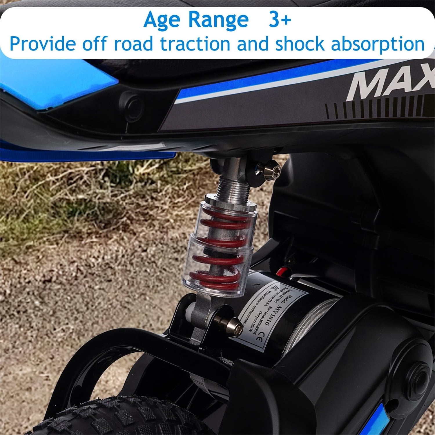 Juibresa 24V Electric Dirt Bike for Kids,Ride On Motorcycle Car with Powered 350W Brushless Motor for Boys and Girls,Max Speed 15MPH，2-Speeds,Max Weight 135 Lbs