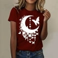 thumbnail image 2 of Women's Fashion Moon Print T-Shirt Casual Round Neck Short Sleeve Tee Soft Comfortable Breathable Stylish Top for Everyday Wear, 2 of 5