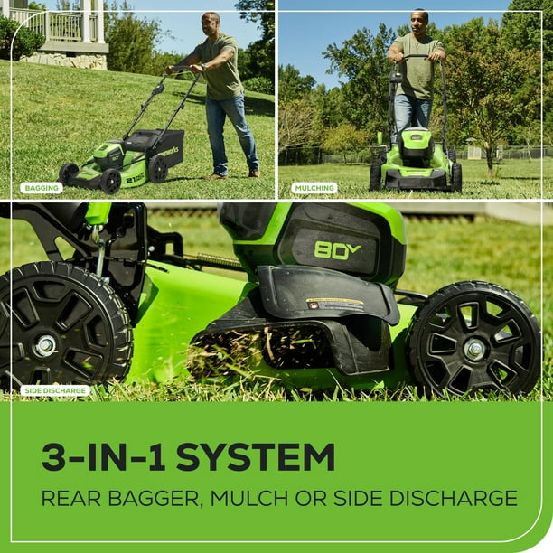 Greenworks Pro Cordless and Brushless Push Lawn Mower 80 Volt 21 in 2 Lithium Ion Batteries