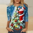 thumbnail image 2 of GERsome Christmas Vacation Shirt, Christmas Shirts for Women Cute Santa Claus Print 3/4 Sleeve Tops Blouses Dressy Casual Crew Neck Holiday T Shirts Size XXL, 2 of 5