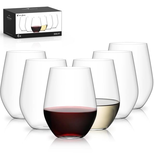 Set de copas de vino Luna & Mantha, plástico irrompible, 480 ml, 6 unidades