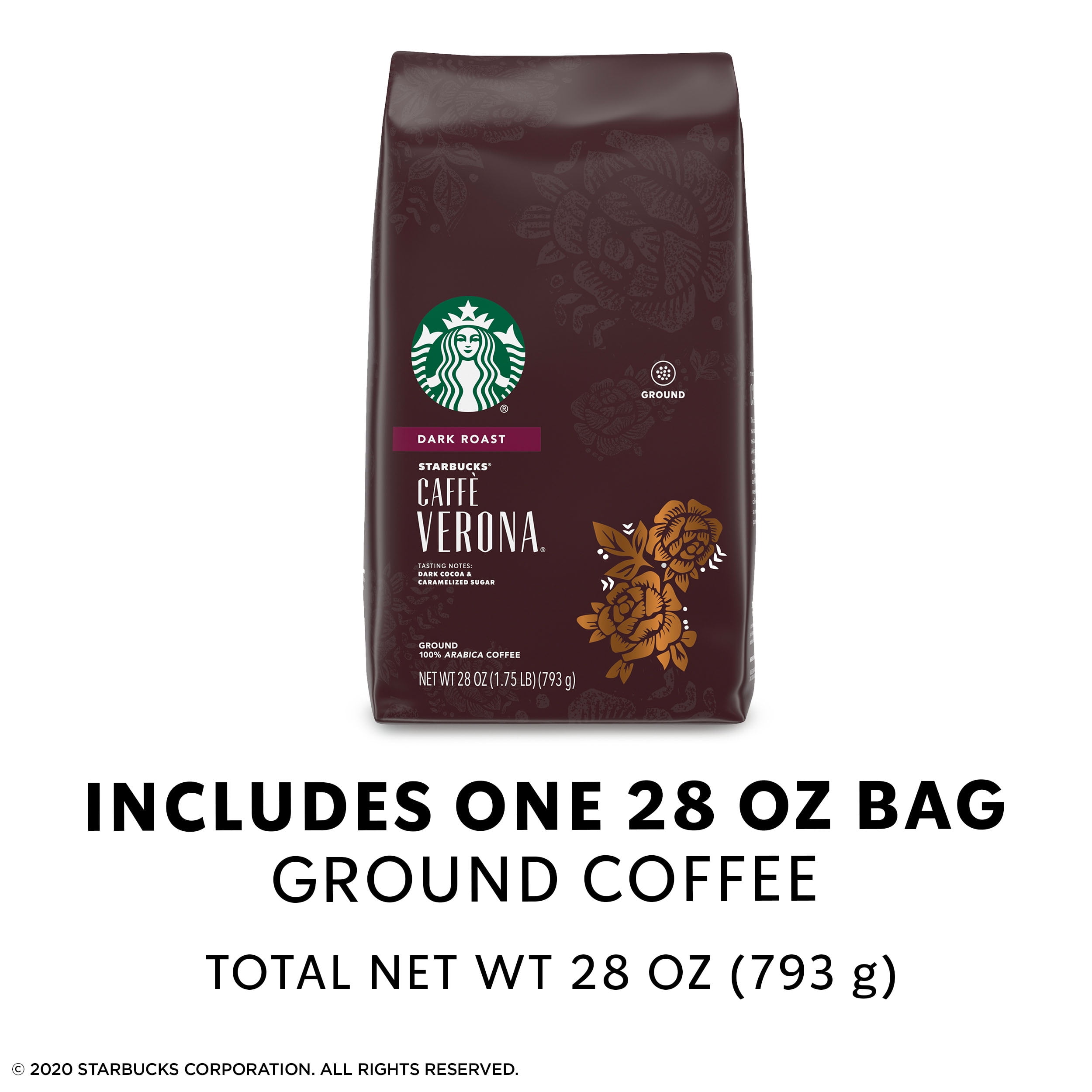Starbucks Dark Roast Ground Coffee Caffe Verona 100 Arabica 1 Bag 28 Oz Walmart Com Walmart Com
