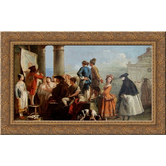 The Storyteller 24x16 Gold Ornate Wood Framed Canvas Art by Giovanni Domenico Tiepolo