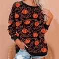 thumbnail image 1 of 2023 Chandail en Molleton de Mode pour Femmes 50 % de Rabais Liquidation Femmes Manches Longues Décontractées Col Rond Hauts Blouse Ample Imprimé Graphique d'Halloween, 1 of 6
