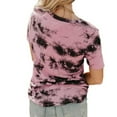 thumbnail image 3 of TIHLMK Women Shirts and Blouses Pink Womens Fashion Gradient Color V-Neck Printing Short Sleeve T-shirt Tops Blouse Gift for Womens Tops, 3 of 5