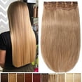 thumbnail image 2 of Benehair Clip One Piece Human Hair Extensions 100% Remy Hair Weft 3/4 Full Head Invisible Straight Blonde, 2 of 11