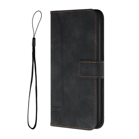 UUCOVERS Moto G Power 2022 Phone Case, Premium PU Leather Folio Flip Stand Wrist Strap ID Credit Card Slots Cash Pocket Magnetic Business Case Cover for Motorola Moto G Power 6.5" 2022, Black